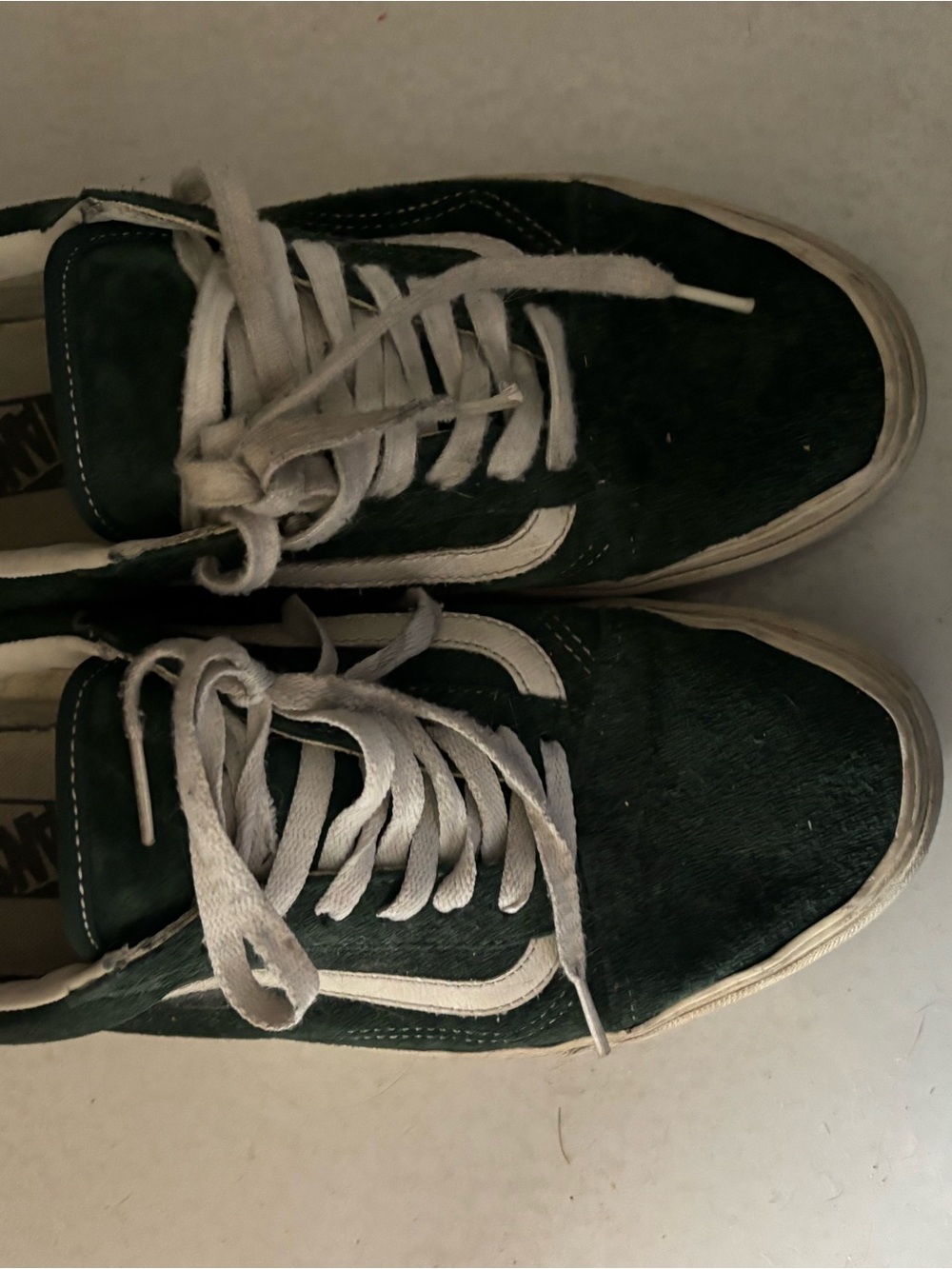 Women’s Dark Green Suede Low-Top Sneakers with White Stripe
